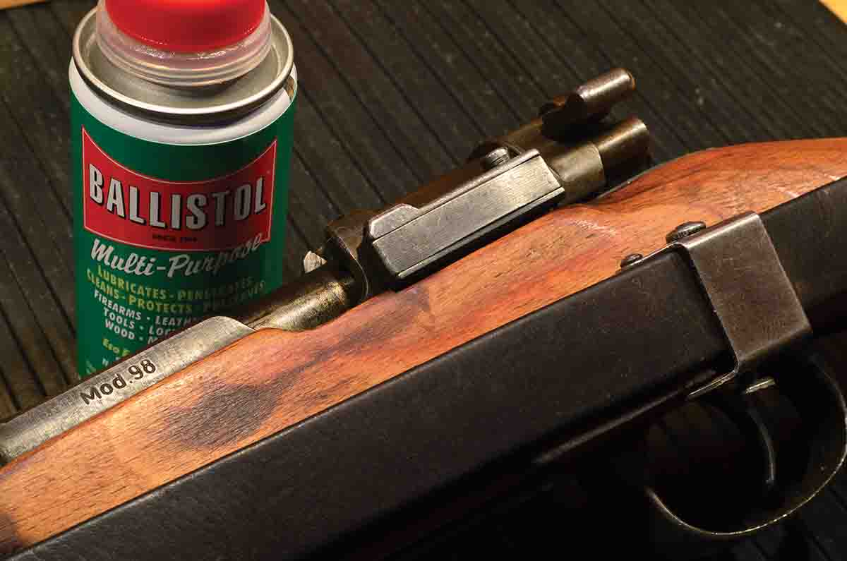 Only slightly younger than the Mauser K98, Ballistol was intended to be a cleaner and preservative for all the 98’s parts – steel, wood and leather.
